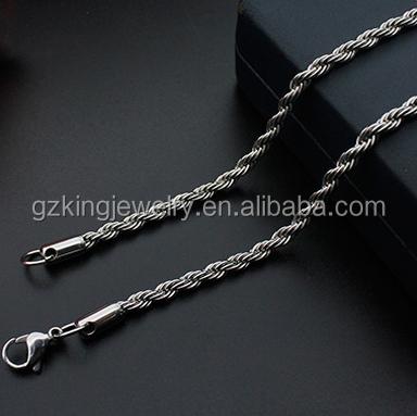 China Wholesale Hip Hop Stainless Steel Hip Hop Necklace Men's Rope Chain 2mm 3mm for sale