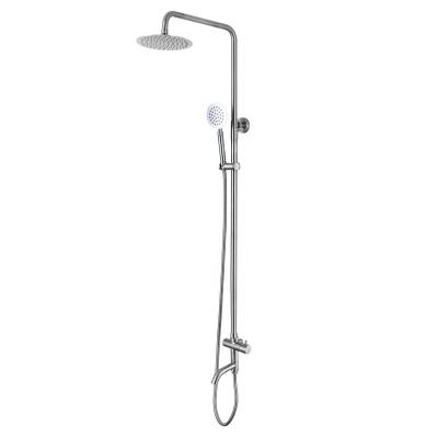 China With Sliding Bar Brushed Outdoor Bathroom Shower Faucet Set With Rainfall Shower for sale