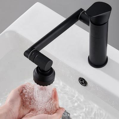 China Pull Out Spray Swivel Bathroom Sink Faucet Mixer Deck Mounted Fortune Cat Washing Face Basin Faucet Splash Proof Water Faucet Black for sale