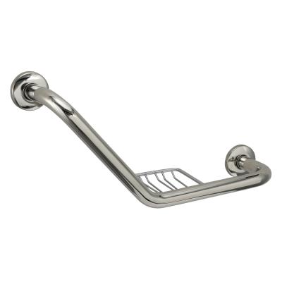 China Eco-friendly Stainless Steel Toilet Grab Bars Safety Handicapped Grab Bar With Built-in Soap Holder Shelf For Bathtub for sale