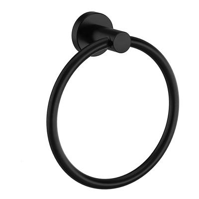 China Modern Eco-friendly Hand Towel Holder SUS304 Stainless Steel Bathroom Towel Ring Matte Black Towel Ring For Bathroom for sale