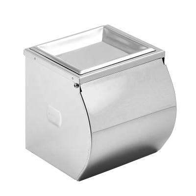 China Eco-friendly Multi-funtional Wall Mounted Stainless Steel Roll Tissue Box Full Cover Toilet Paper Napkin Holder With Soap Tray Ashtray for sale