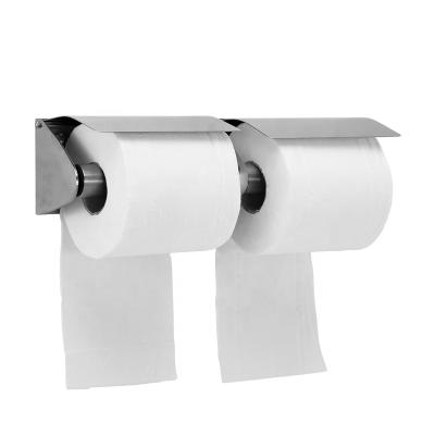 China Eco-friendly Stainless Steel Toilet Paper Storage Double Roll Tissue Holder Dispenser Bathroom Wall Mounted Washroom for sale