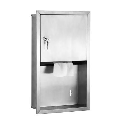 China Eco-friendly Large Capacity Stainless Steel Toilet Paper Hand Towel Dispenser Recessed Holder With Lock And Keys for sale