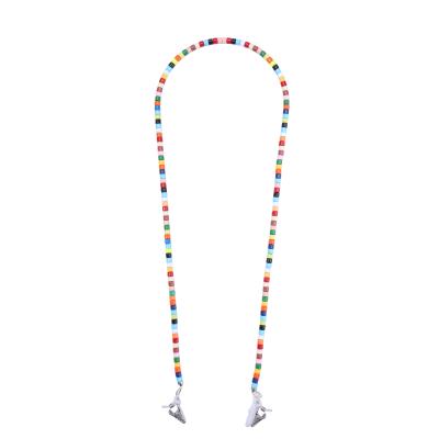 China 2020 Environmentally Friendly Fashionable Rainbow Enamel Metal Tile Beads Eyeglass Socket Chains Clip Straps Necklace for sale