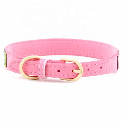 China New Custom Made Colorful Leather Dog Collar Personalized Real Dog Cat Collar Product Supplies Dog Collar for sale