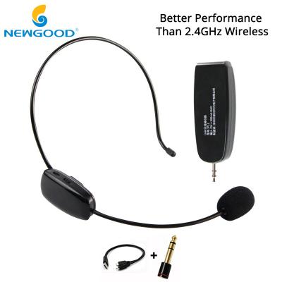 China NEWGOOD UHF Headset Stereo Nature Sound Voice Amplification Wireless Microphone Megaphone with Dual USB Charge Cable for sale