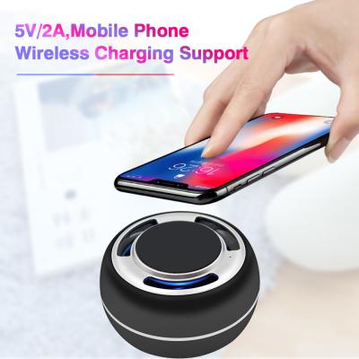 China TWS portable bluetooth speaker mobil phone wireless charging support LED colorful with radio for sale