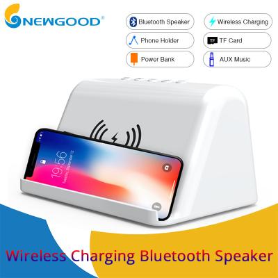 China 2019 Wireless Charging Phone Holder Portable Bluetooth Hifi Speaker with Power Bank for Sports,Video Entertainment Watch for sale