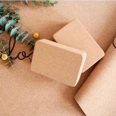 China Natural Yoga Exercises OEM Customized Cork Material Brick Pieces Original Color Place Pattern 3 X6 X9 Size Eco Friendly Yoga Cork Block for sale