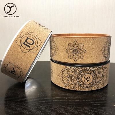 China ABS+ CORK Custom Design Printed Wood Look ABS Cork Yoga Wheel for sale