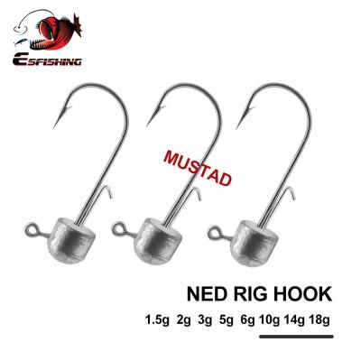 China ESFISHING Ned Rig Hook Mustad High Carbon Steel 1.5g 2g 3g 5g 6g 10g 14g 18g High Strength Fishing Jig Head for sale