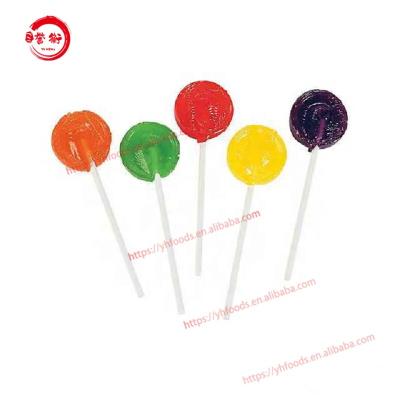 China 20g Full Size Flat Round Head Shaped Lollipop Hard Candy Assorted Fruit Flavors for sale