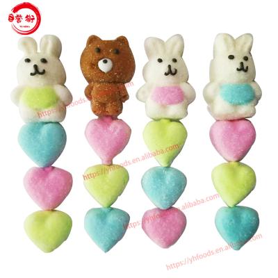 China Natural Bear With Heart Bunny Love Stick Mallow Pop Marshmallow Lollipop Candy for sale