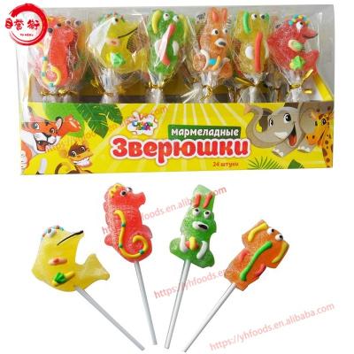 China Full Size Matching Animal Shaped Sweet Jelly Pop Sticks Sweet Lollipop Candy Confectionery for sale