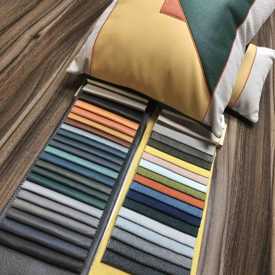 China Shrink-Resistant Combination Imitation Leather And Linen Fabric For Sofas And Cushions Match Leather Sofa And Linen Sofa for sale