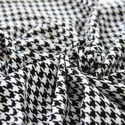 China Black And White Shrink-Resistant Houndstooth Classic Mesh Patterned Swallow Hoop Polyester Knitted Fabric With Design Print for sale