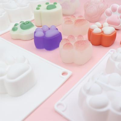 China Viable Cartoon Cat's Claw Chocolate Mousse Cake Decorating Mold Aromatherapy Gypsum Candle Silicone Epoxy Baking Mold for sale