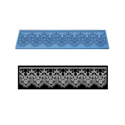 China Viable Wedding Decoration Silicone Mat Kitchen Fondant Lace Mold Flowers Silicone Lace Baking Mat Sugarcraft Cake Mold Color Blue for sale