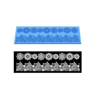 China Wedding Decoration Flower Pattern Viable Silicone Lace Mat Kitchen Sugar Lace Mold Silicone Baking Mat Fondant Cake Mold Color Blue for sale