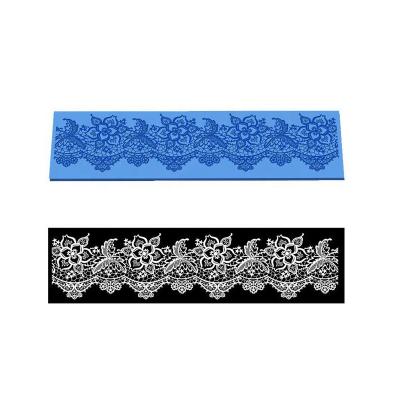 China Lace Wedding Viable Mat Sugar Lace Mold Peony Decoration Flower Pattern Silicone Silicone Baking Mat Fondant Cake Mold Color Blue for sale