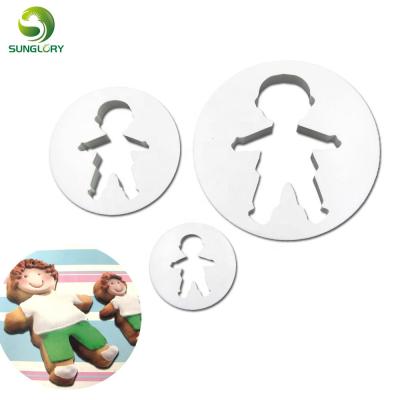 China Viable DIY 3PCS Embossed Plastic Cutter Fondant Cutter Little Boy Cookie Mold Chocolate Baby Boy Baking Tools For Cakes for sale