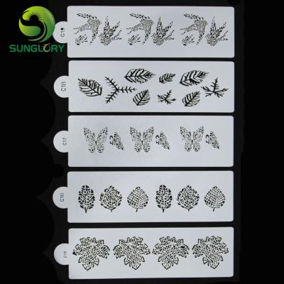 China 5PCS Viable Leaves Butterfly Bird Cake Template Mold Cake Cookie Cookie Coffee Stencils Cake Stencil Cake Decorating Baking Tools for sale