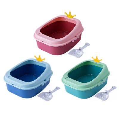 China Kitten Toilet Pet Supplies Household Cat Accessories Sands Basin Cat Litter Box Modern Plastic Viable Garbage Tray Cat Litter Box for sale