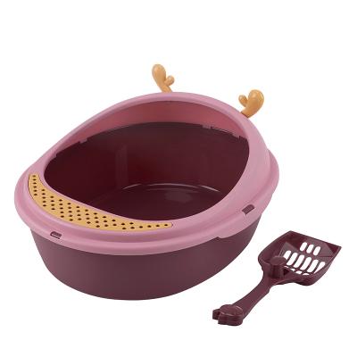 China Simple And Cute Pet Supplies Plastic Easy-to-Clean Sustainable Cat Litter Box Toilet Box for sale