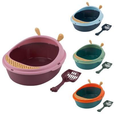 China Viable Luxury Wholesale Large Pet Accessories Anti-splash Plastic Toilet Cat Litter Box for sale