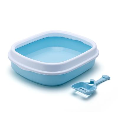 China New Designer Sustainable Petlit Plastic Toilet Large Plastic Anti-splash Cat Tray Trash Bin Space With Cat Litter Scooper Sandbox for sale