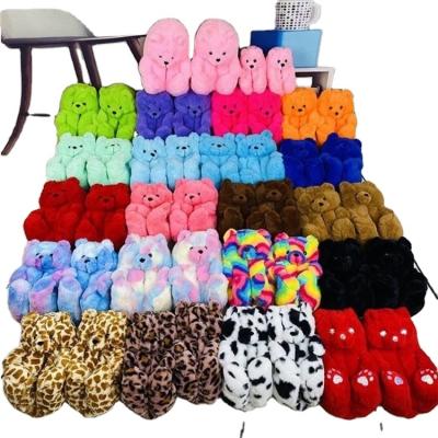 China Soft 2023 New Design Women Soft Girls Teddy Bear Slippers For Kids for sale