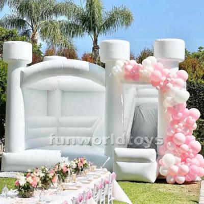 China Rental or Home Use High Quality Inflatable Wedding Bouncer with Inflatable White Slide Bounce Combo for Wedding for sale