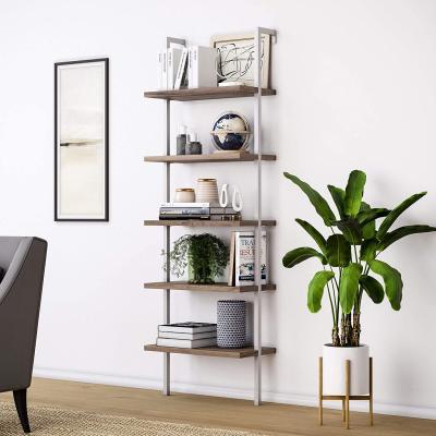 China Convertible Living Room Home Shelves Iron MDF Display Rack 7 Tier Cabinet Bookshelf Wooden Book Shelves for sale