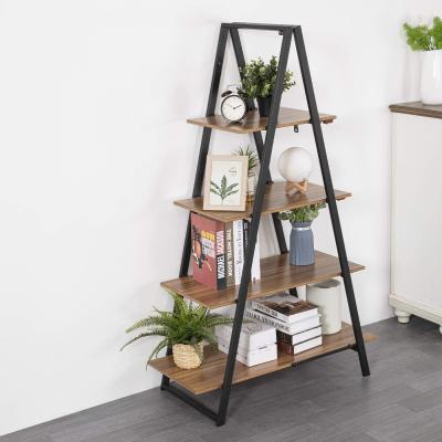 China Triangle Bookcase Universal Convertible Storage Shelf Foldable Metal and Wooden Display Stand Rack for Books and Space Saving Decorative for sale