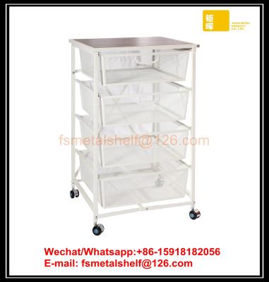 China Sustainable Iron And Wooden Folding Wire Bin Drawer With Wheels for sale