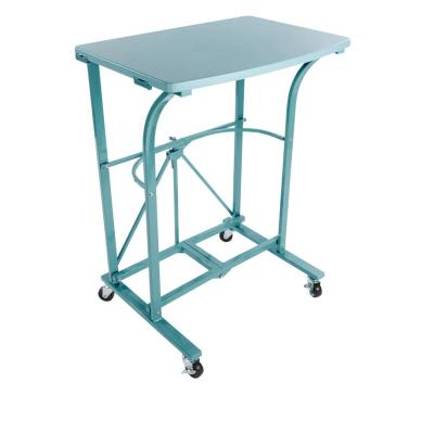 China Modern Portable Folding Study Computer Game Table Adjustable Trolley Mobile Hospital Multifunctional Normal (Size) Small Desk with Shelf and Wheels for sale