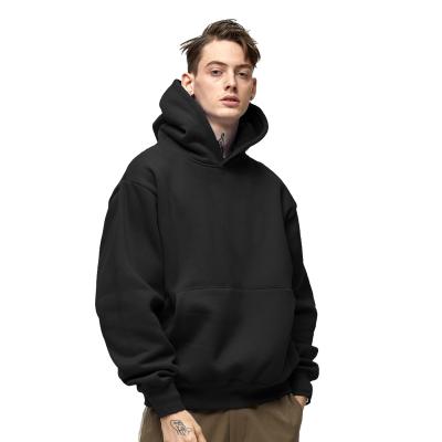 China Custom Anti-wrinkle OEM Premium Embroidered Plain Pullover Cotton No String Oversized Sweatshirt For Men Hooded for sale