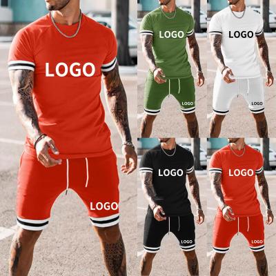 China Summer Hot Sales Colorful Men's Breathable T-shirt Shorts Set Comfortable Sports Gym Running Men's Breathable Tracksuit for sale