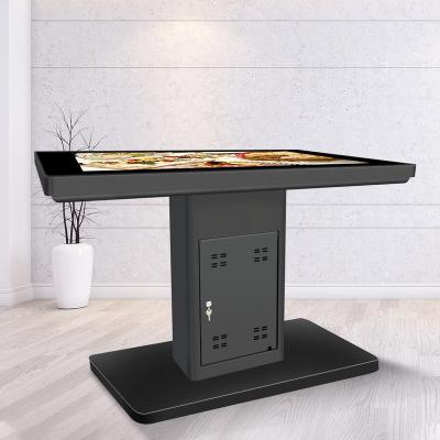 China interactive multi touch smart coffee table with fridge metal packing room living furniture 21.5