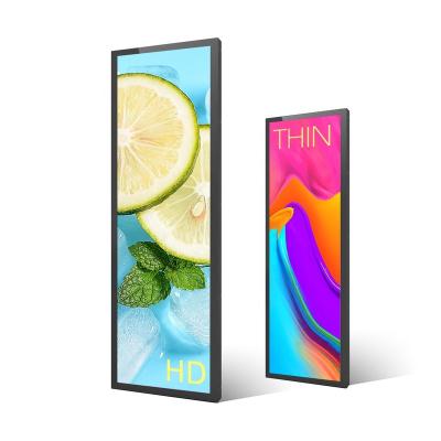 China High Brightness Indoor Shelves Display Narrow Frame Touch Screen Double Sided 15-23-28-37-43inch Stretch LCD Advertising Kiosk for sale