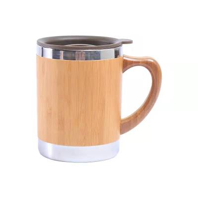 China Minimalist Customized Insulated Vacuum Coffee Thermos Bpa Free Wooden Cups Natural Bamboo Bottle for sale