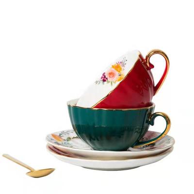 China Best Selling PORTABLE Style Coffee / Tea Cup And Saucer With Spoon for sale