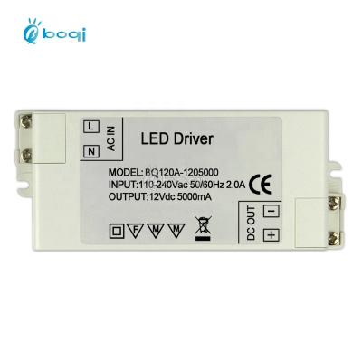 China Small dimension and easy installed boqi Constant Voltage Led Driver 12v 5A 60w power supply for led mirror light and led strip light CE SAA FCC for sale