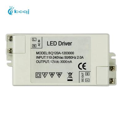 China Small dimension and easy installed boqi Constant Voltage Led Driver 12v 3A 36w power supply for led mirror light and led strip light CE SAA FCC for sale