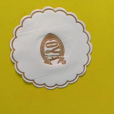 China Viable Embossing Logo Tissue Paper Coaster Promotional Hotel Disposable Paper Coaster for sale