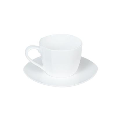 China 2021 New Bone China Bone China Square Mug and Round Ceramic Saucer Plain White Coffee Tea Cups and Saucers for sale