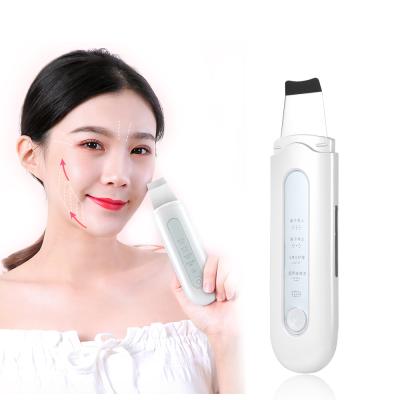 China Deep CLEANSING Ultrasonic Skin Scrubber Deep Cleansing Anti Pore Blackhead Remover Acne Treatment Silicone Spatula Face Beauty Equipment for sale