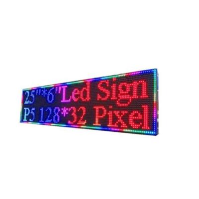 China P5 full color indoor LED signage 63.5 x 6.5 64*16CM inch programmable scroll display message board screen for sale