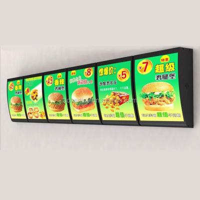 China Custom Menu board Factory Curved Order price list LightBox restaurant wall mounted acrylic illuminated led menu light boxes for sale